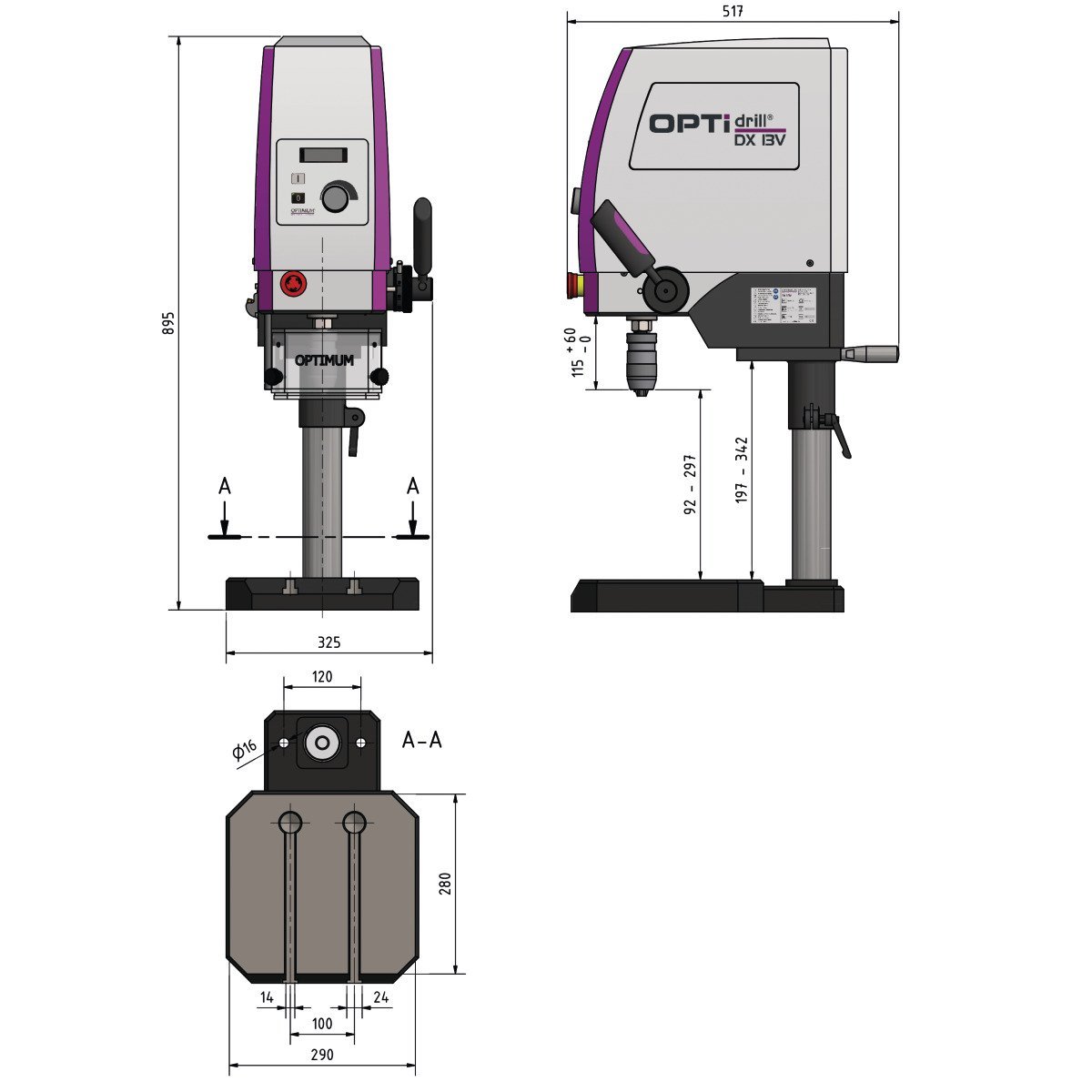 Tischbohrmaschine Optimum OPTIdrill DX 13V Produktbild img6 L