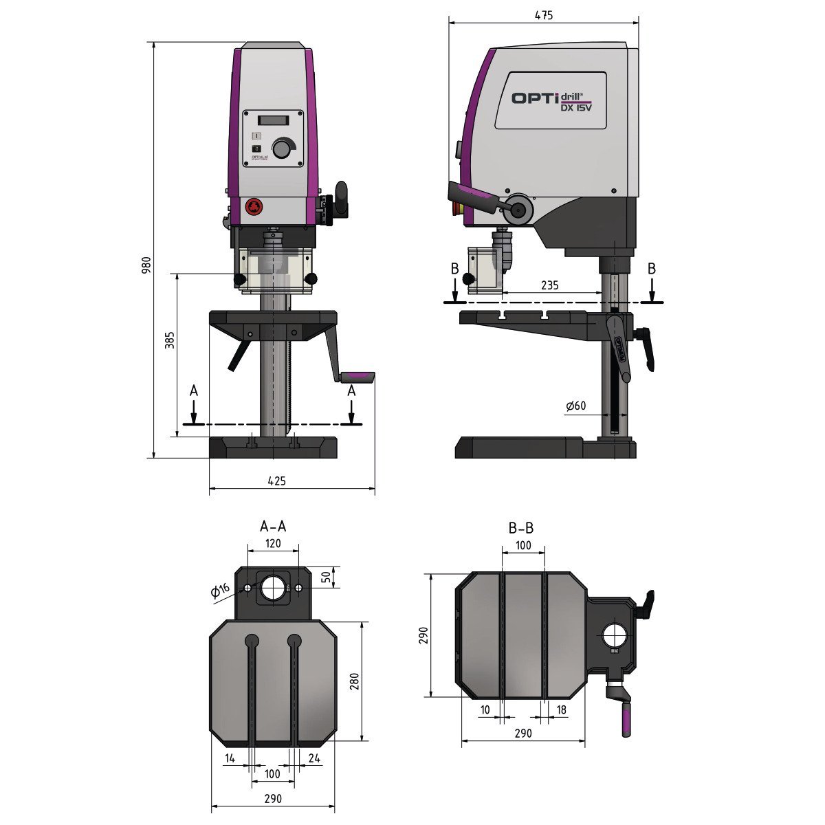 Tischbohrmaschine Optimum OPTIdrill DX 15V Produktbild img6 L