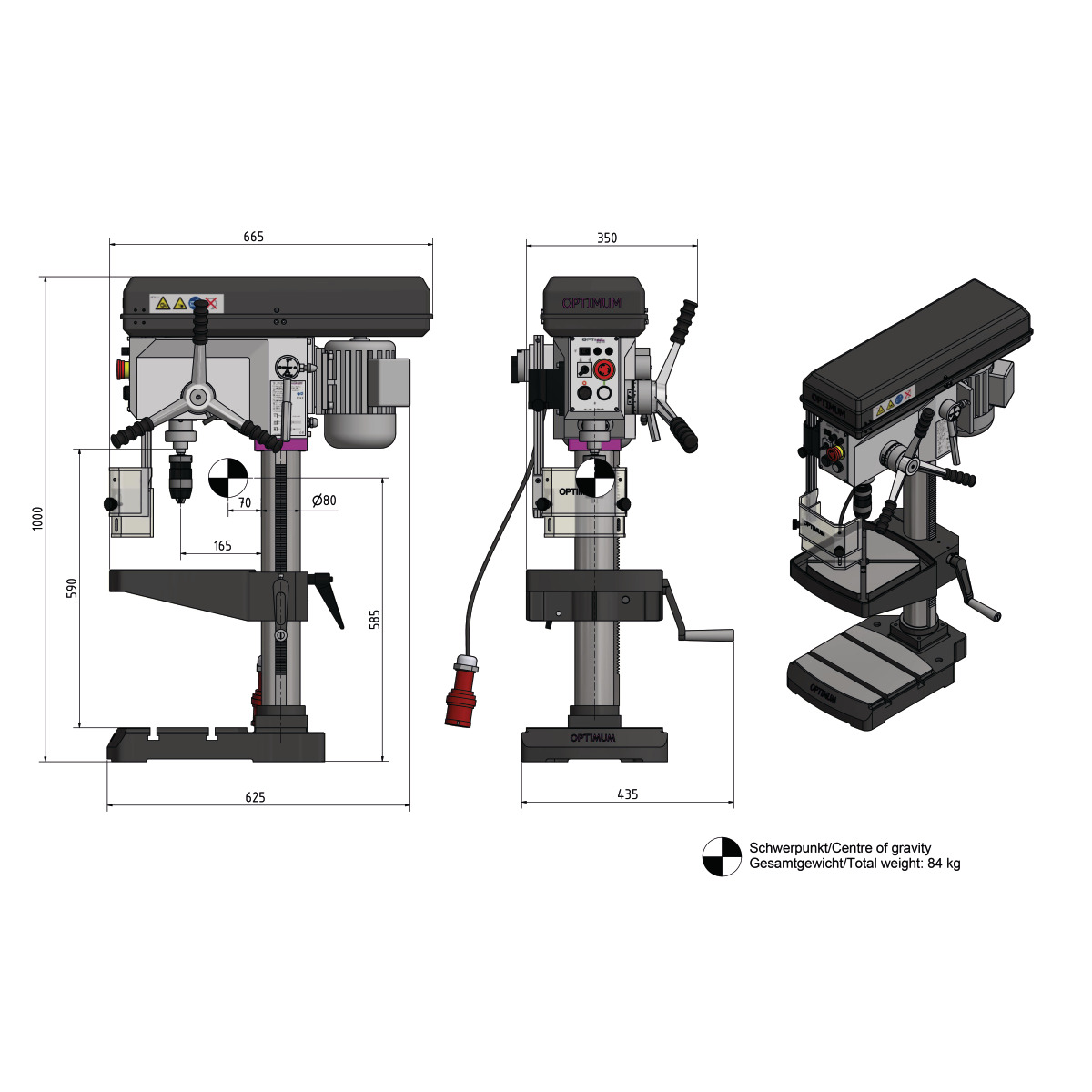 Optimum Tischbohrmaschine OPTIdrill B 24H (230 V) Produktbild img3 L
