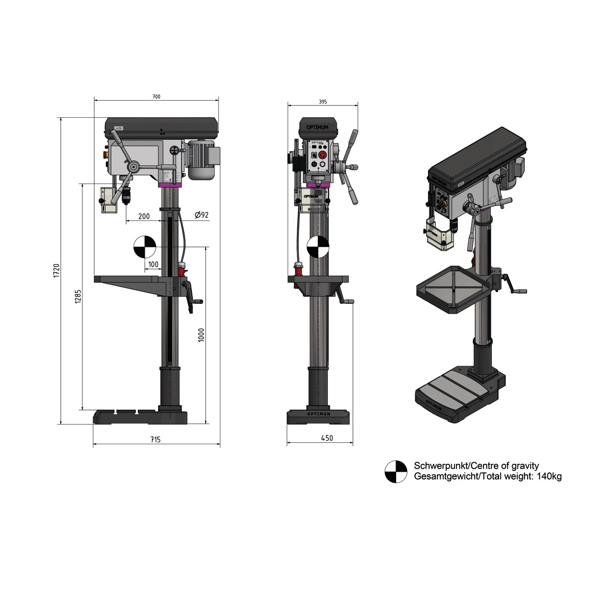 Optimum Säulenbohrmaschine OPTIdrill B 28H Produktbild img3 L