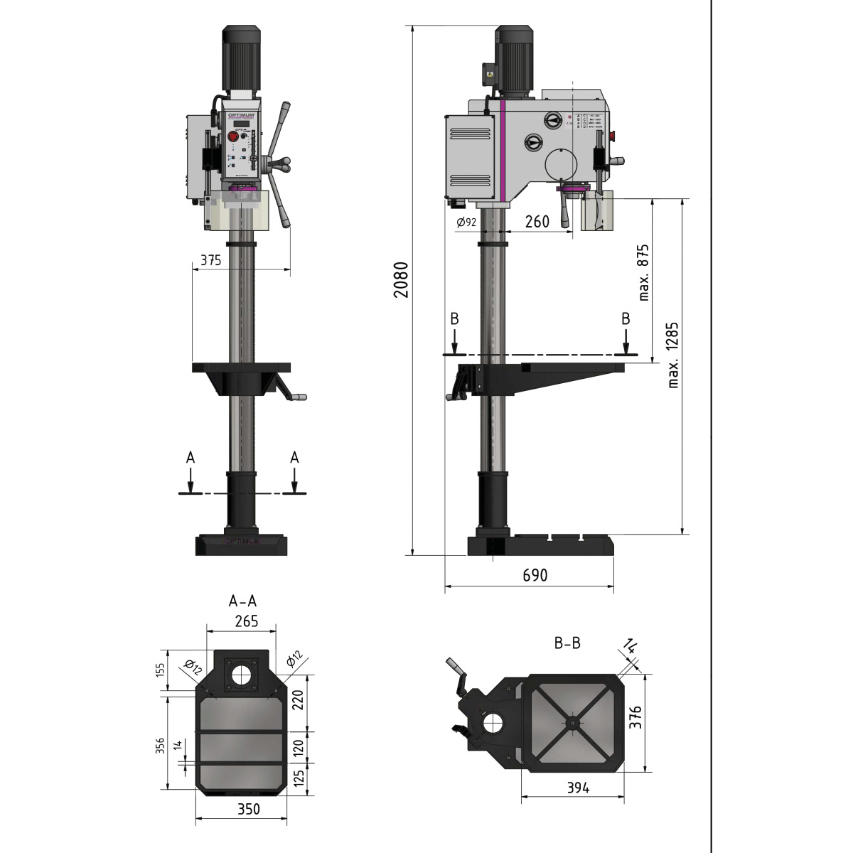 Optimum Säulenbohrmaschine OPTIdrill DH 28GSV Produktbild img4 L
