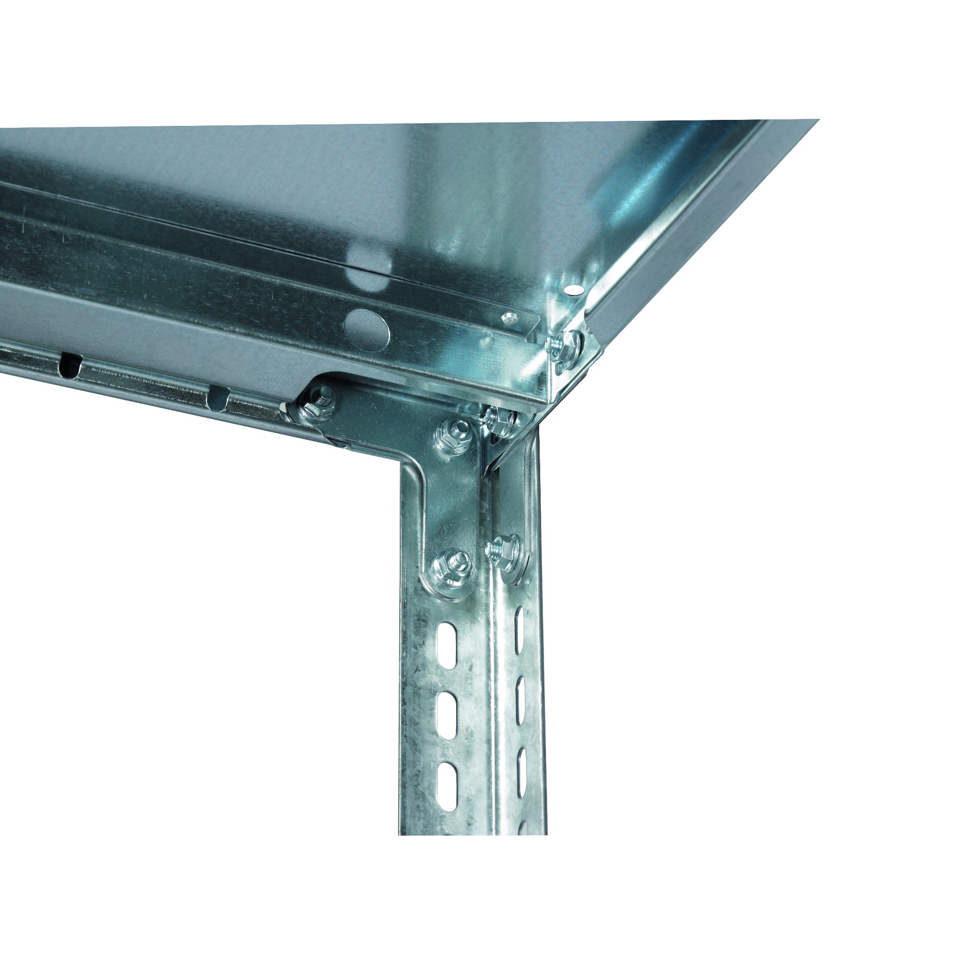 Anbauregal Fachbodenregal Schraubsystem MULTIplus150 3000 x 1000 x 300 mm RAL 7035 lichtgrau 7 Fachböden Produktbild img2 L