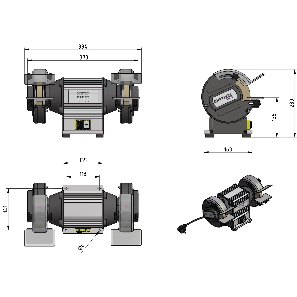 Optimum Doppelschleifmaschine OPTIgrind GU 15 Produktbild img5 L
