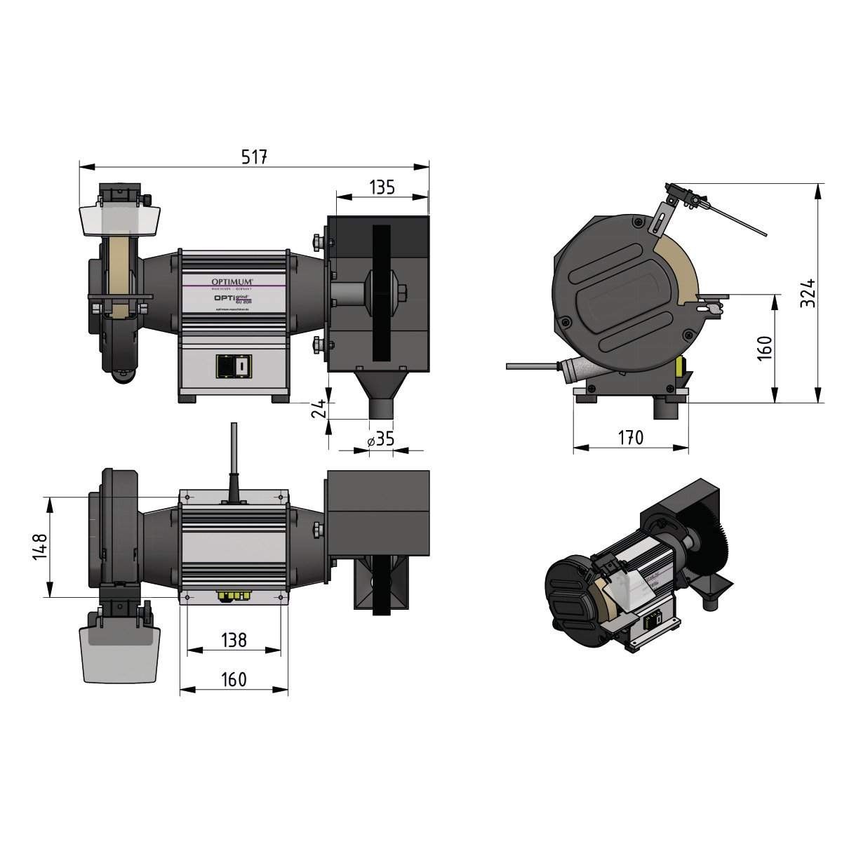 Optimum Kombischleifmaschine OPTIgrind GU 20B (400V) Produktbild img2 L