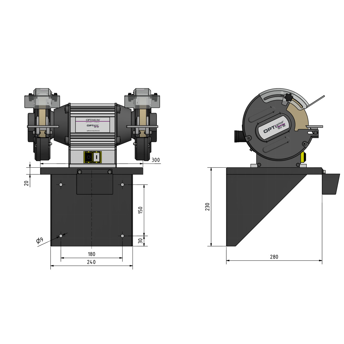 Optimum Wandhalterung für OPTIgrind QSM 150 bis SM 250 Produktbild img1 L