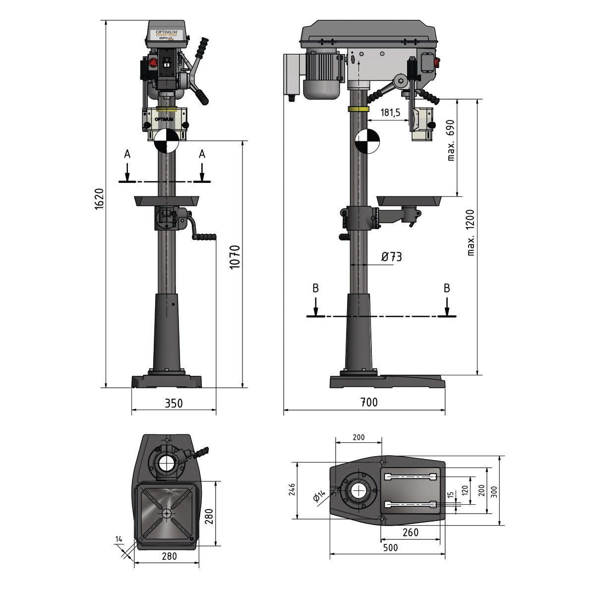 Optimum Säulenbohrmaschine OPTIdrill OPTIdrill DQ 25 inkl. Schraubstock Produktbild img6 L