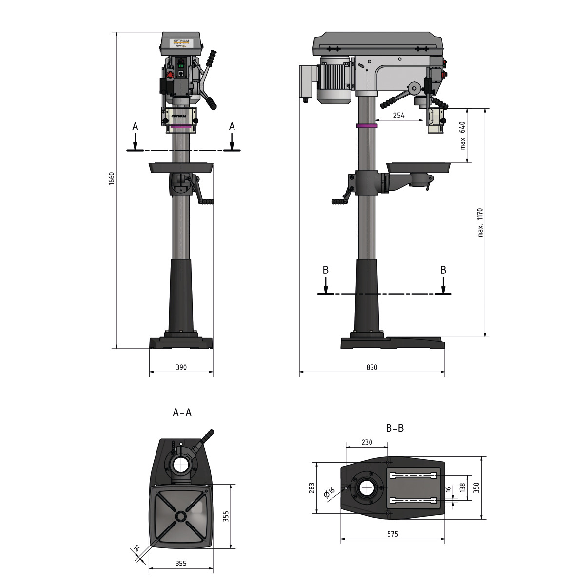 Optimum Säulenbohrmaschine OPTIdrill DQ 32 Produktbild img6 L