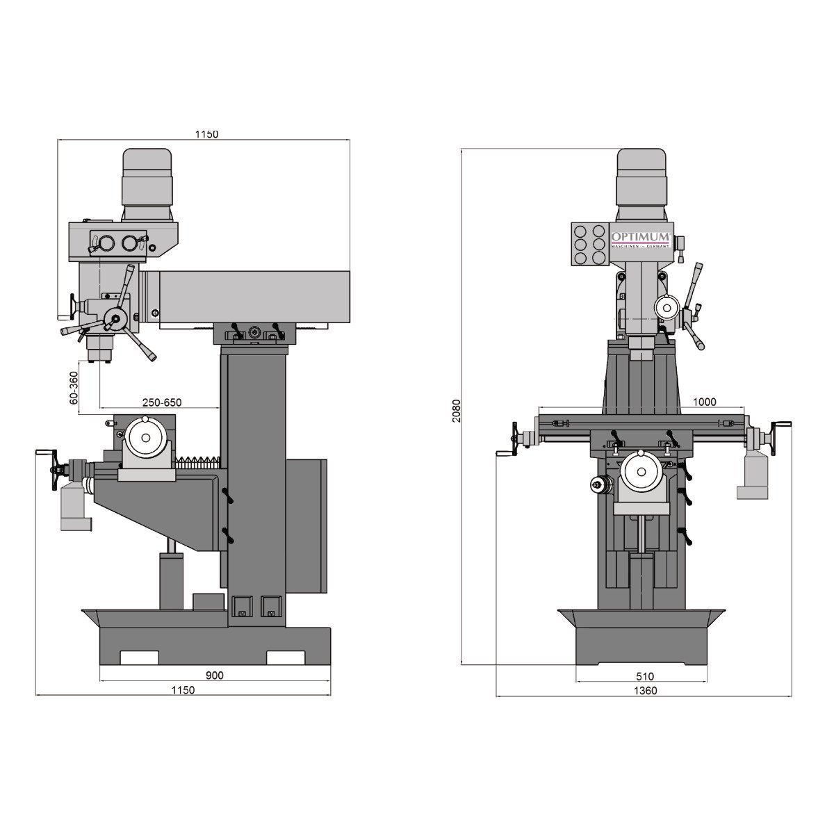 Bohr-Fräsmaschine Optimum OPTImill MT 50E Produktbild img6 L