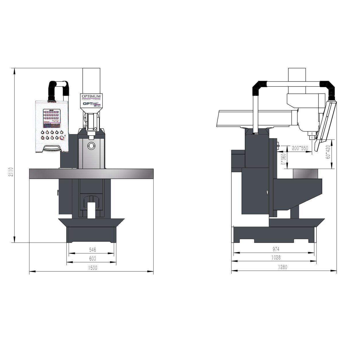 Universalfräsmaschine Optimum OPTImill MT 60 Produktbild img5 L