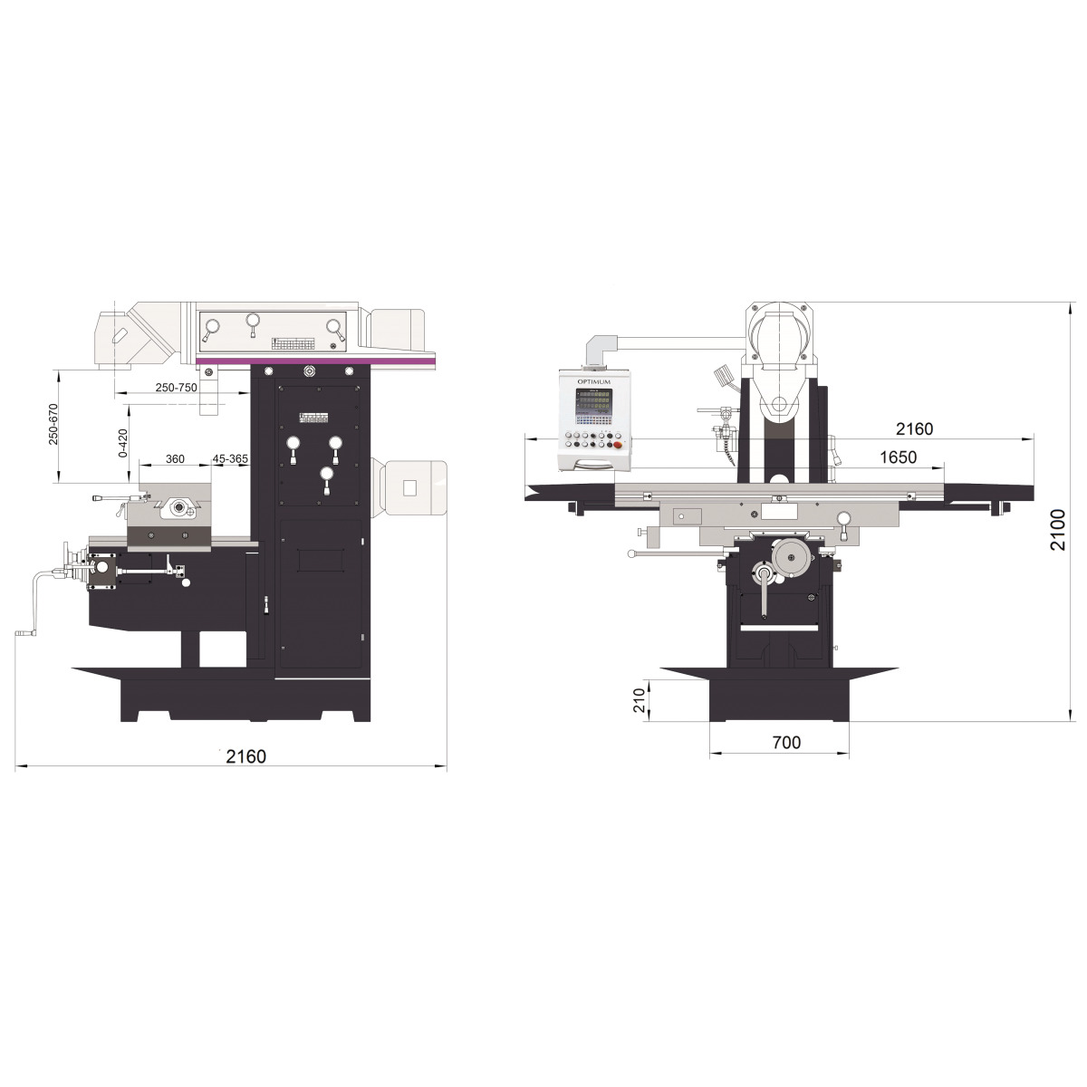 Optimum Fräsmaschine OPTImill MT 200 Produktbild img5 L
