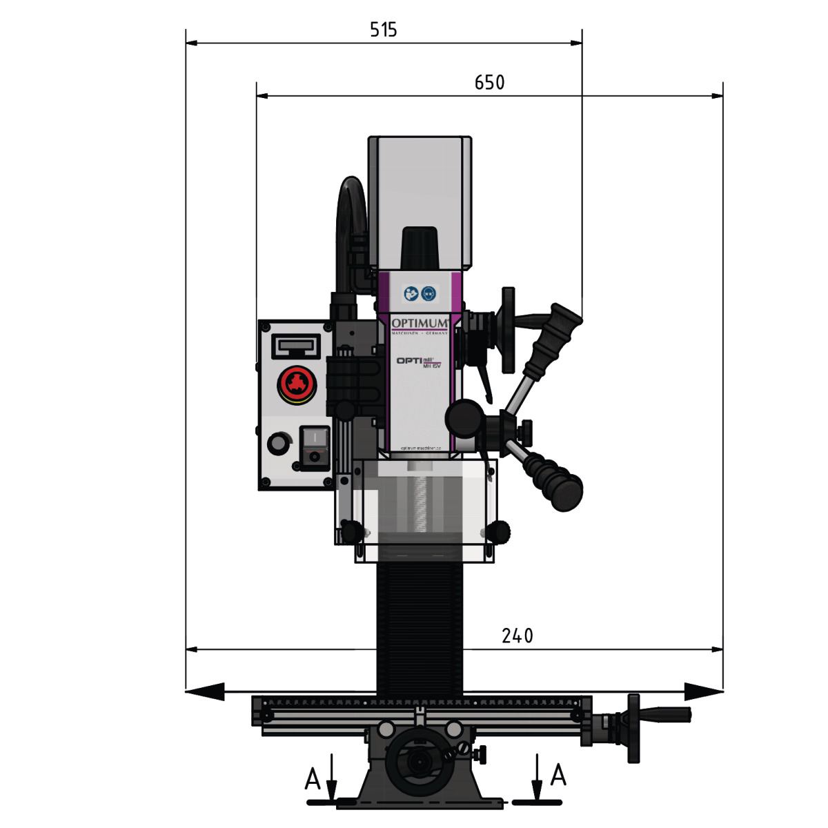 Optimum Bohr-Fräsmaschine OPTImill MH 15V Produktbild img4 L