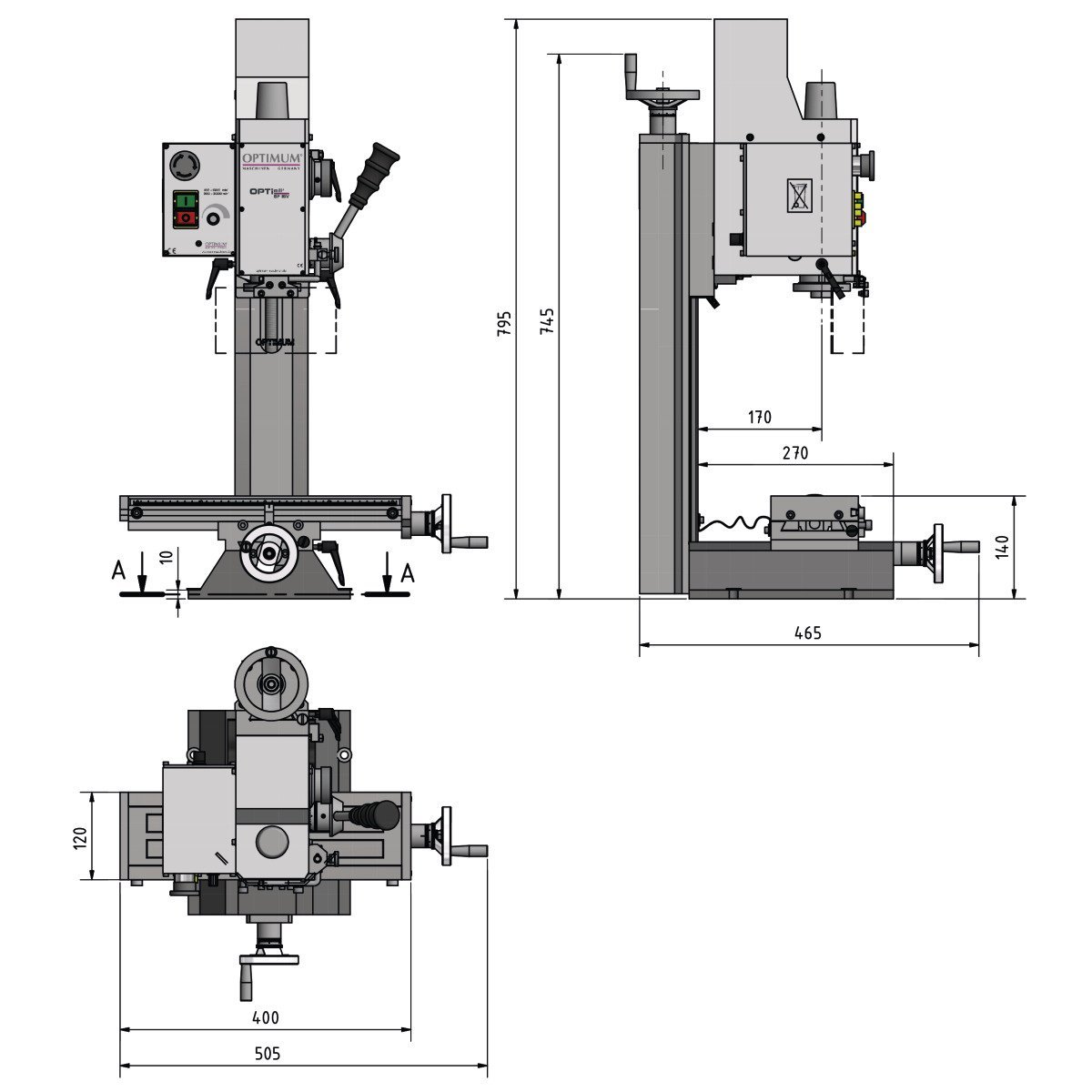 Bohr-Fräsmaschine Optimum OPTImill BF 16Vario Produktbild img5 L