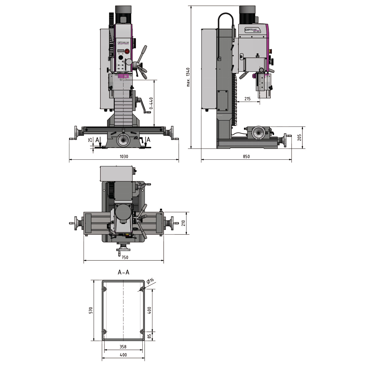 Optimum Bohr-Fräsmaschine OPTImill MH 35G Produktbild img5 L