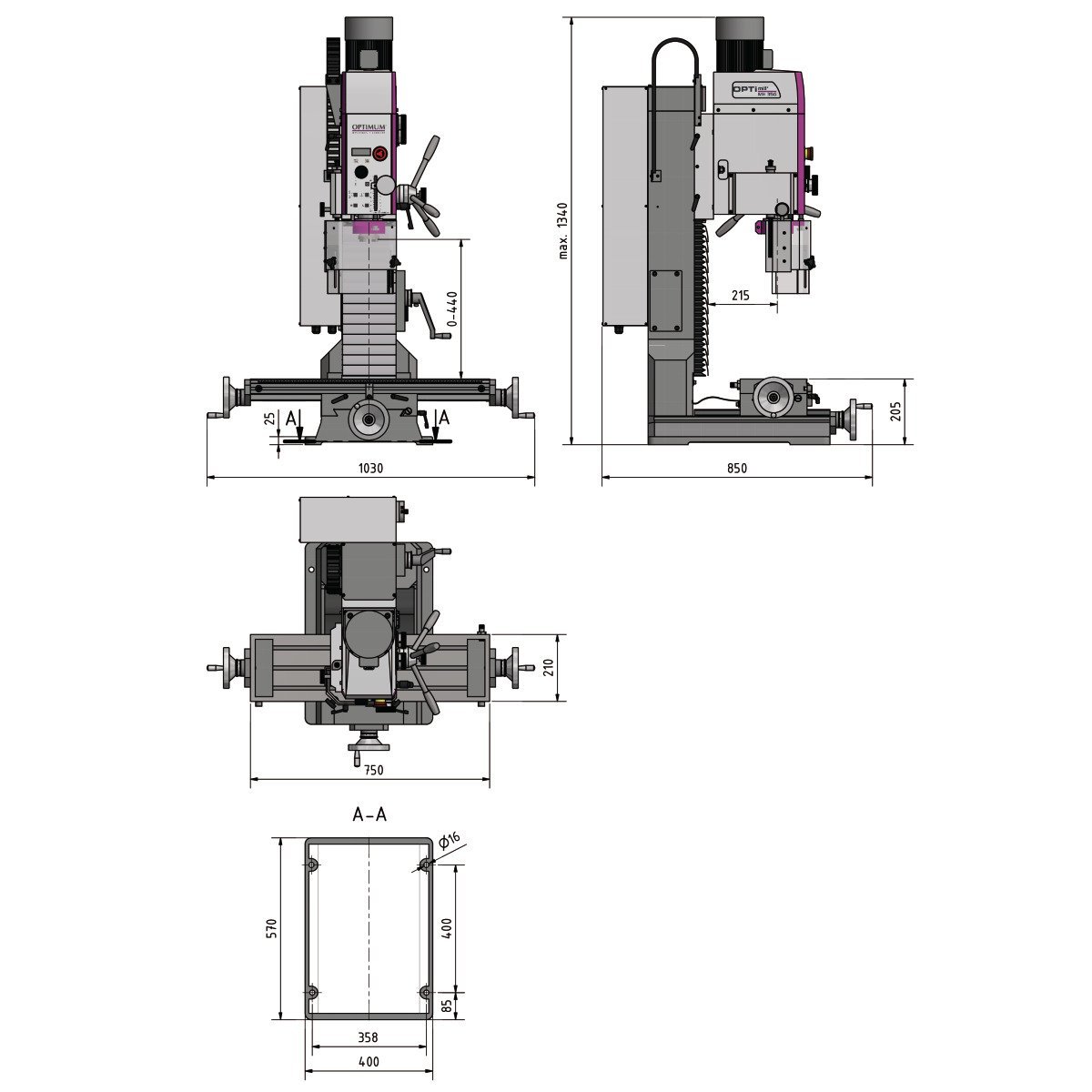 Bohr-Fräsmaschine Optimum OPTImill MH 35G Produktbild img5 L