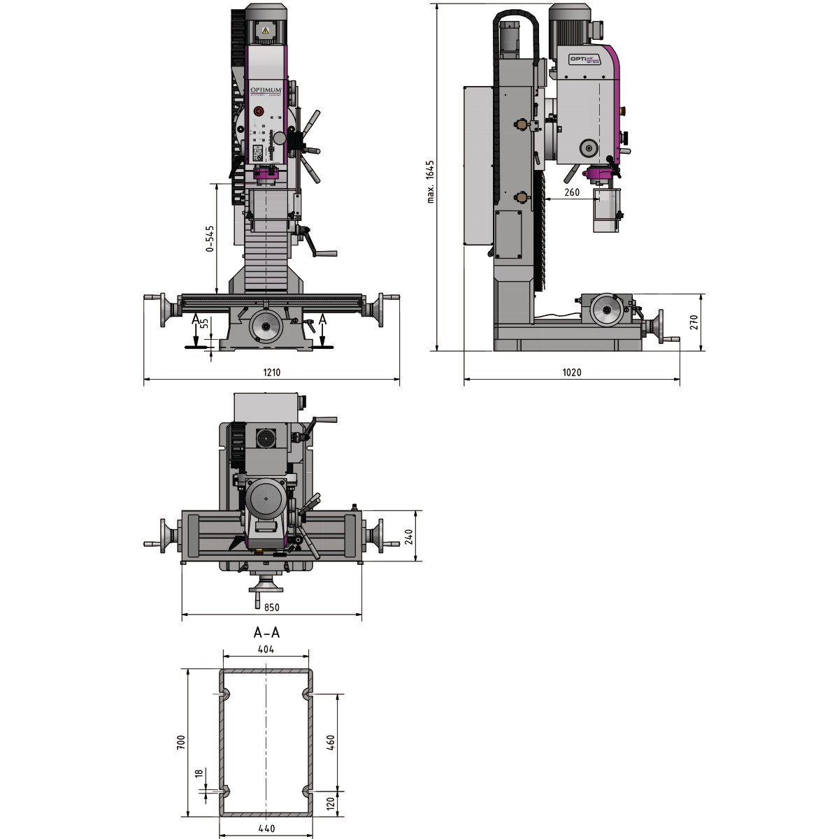 Optimum Bohr-Fräsmaschine OPTImill MH 50G Produktbild img6 L