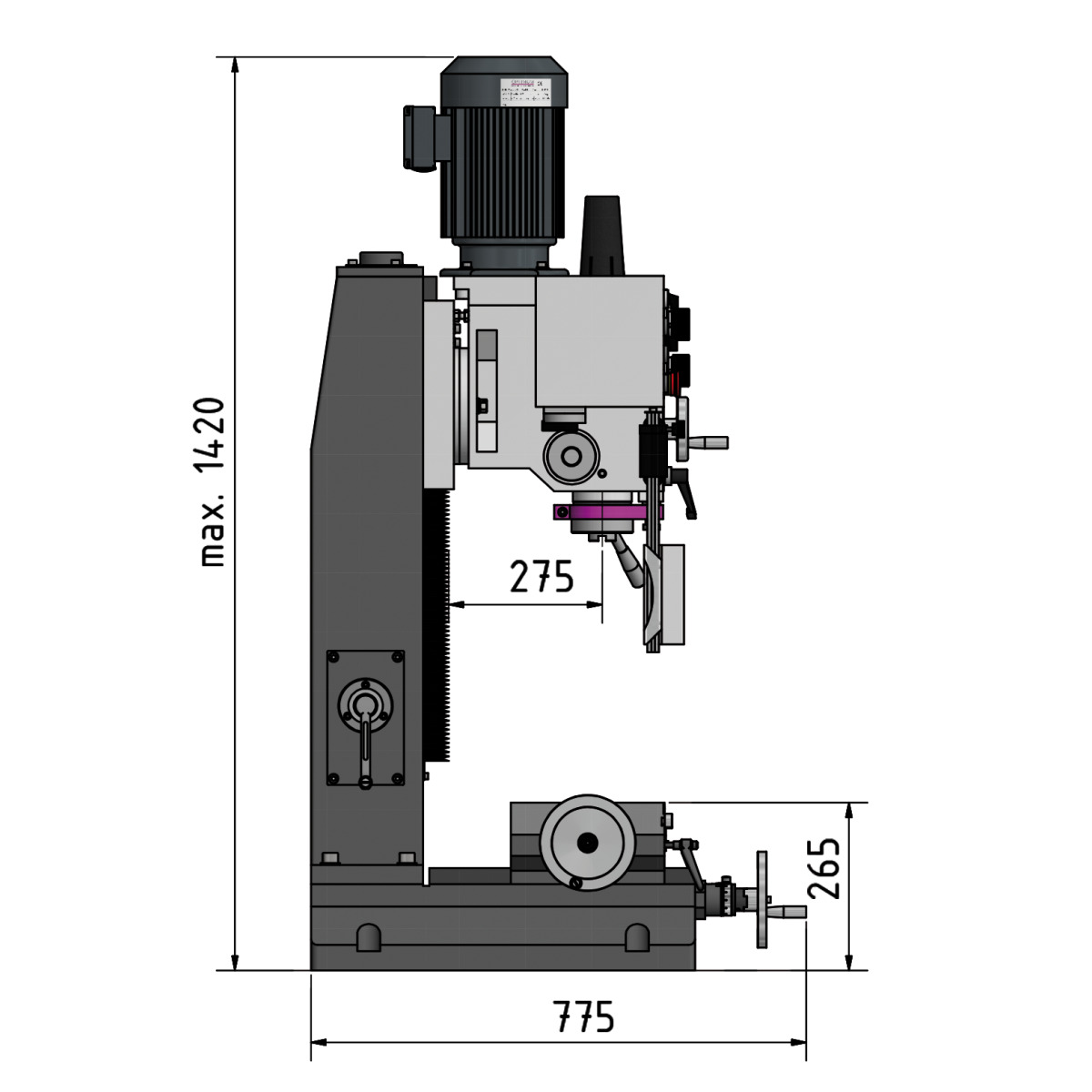 Optimum Bohr-Fräsmaschine OPTImill MB 4D Produktbild img8 L