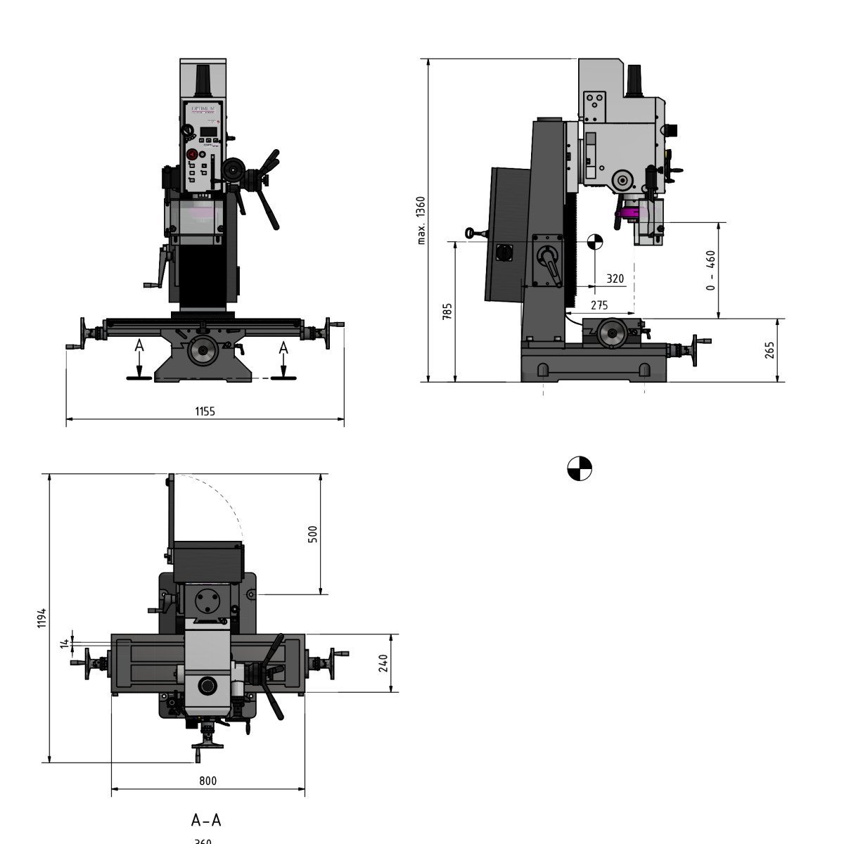 Bohr-Fräsmaschine Optimum OPTImill MB 4SV mit Servoantrieb Produktbild img4 L