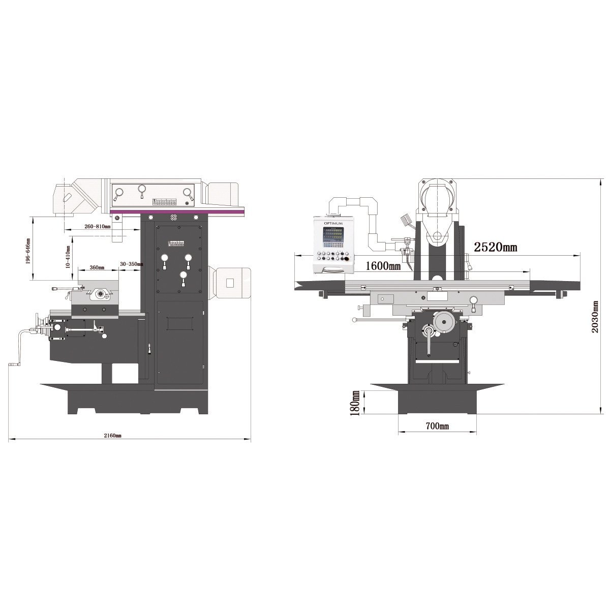 Universalfräsmaschine Optimum OPTImill MT 230S Produktbild img5 L