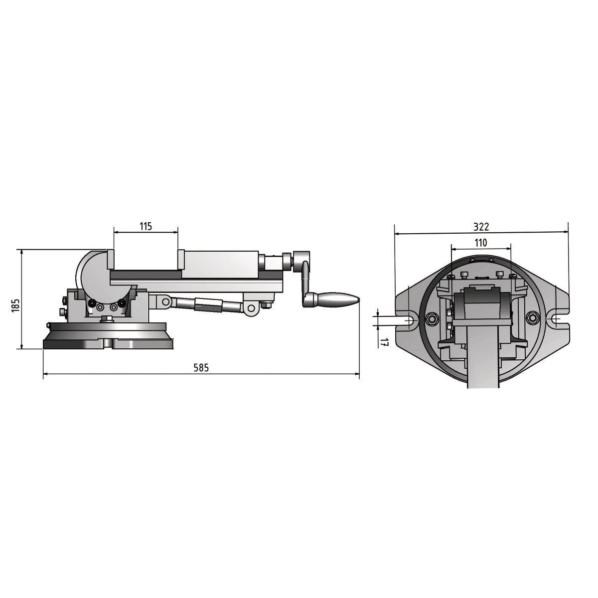 Dreiachsenschraubstock Optimum DAS 100 Produktbild img2 L