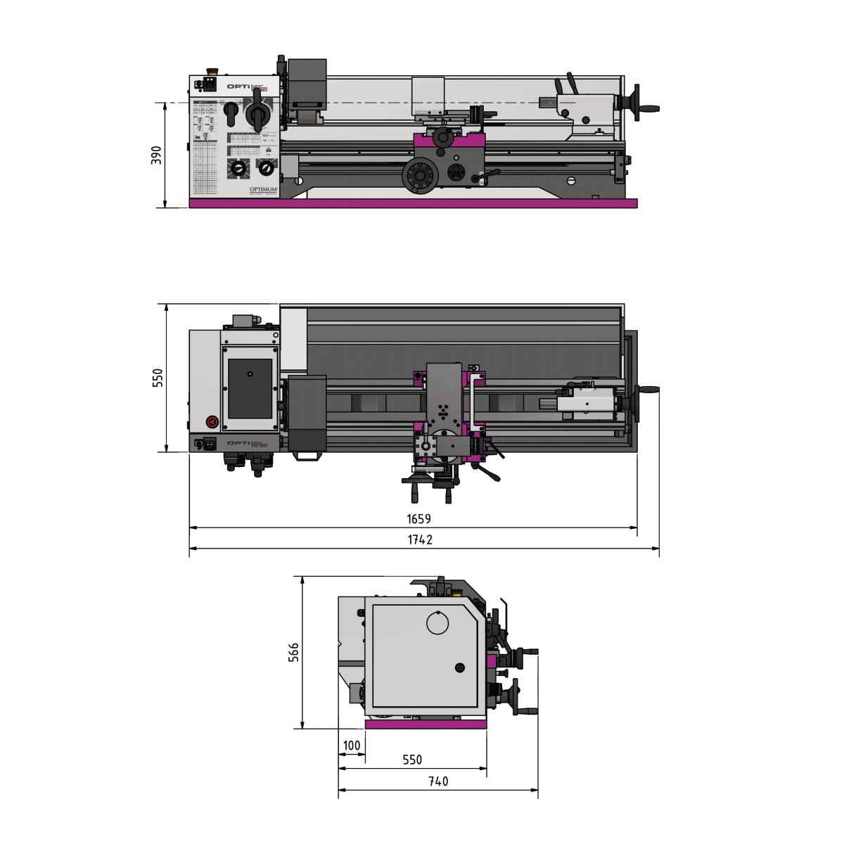 Optimum Leit- und Zugspindeldrehmaschine OPTIturn TM 3110 Produktbild img6 L