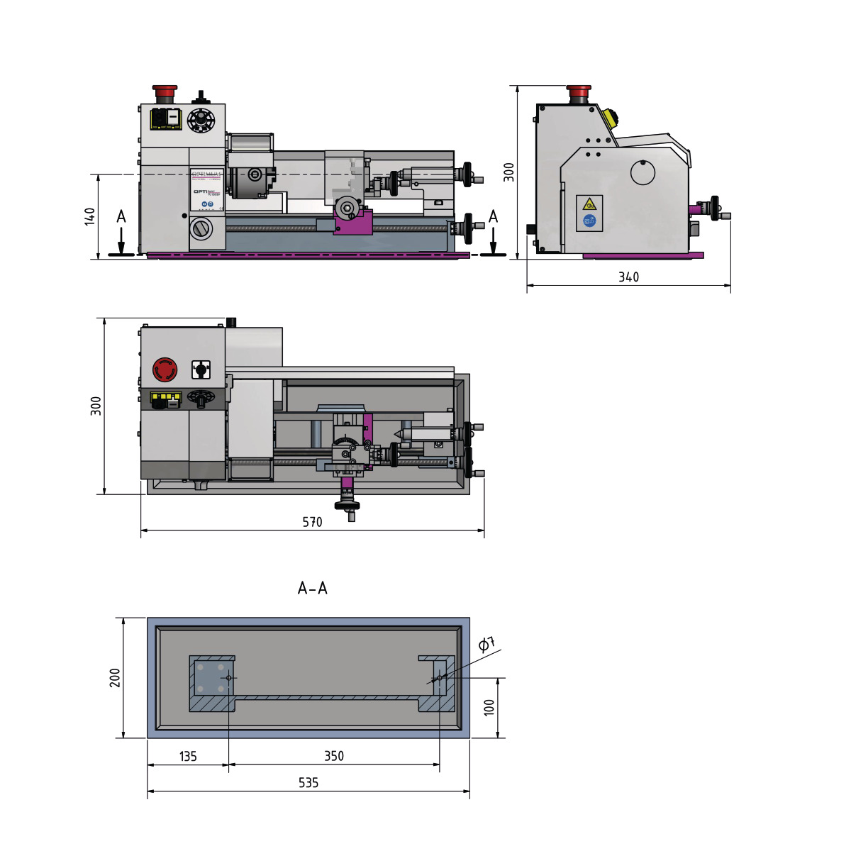 Optimum Drehmaschine OPTIturn TU 1503V Produktbild img2 L