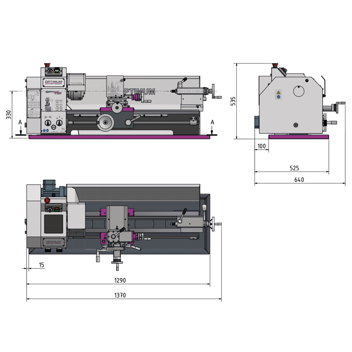 Optimum Leitspindeldrehmaschine OPTIturn TU 2807 (400 V) Produktbild img5 L