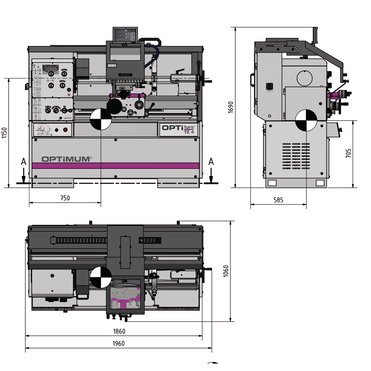 Optimum Präzisions Leit- und Zugspindeldrehmaschine OPTIturn TZ 4 Produktbild img6 L
