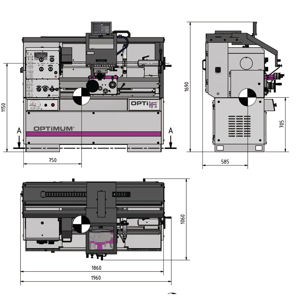 Präzisions Leit- und Zugspindeldrehmaschine Optimum OPTIturn TZ 4 Produktbild img6 L