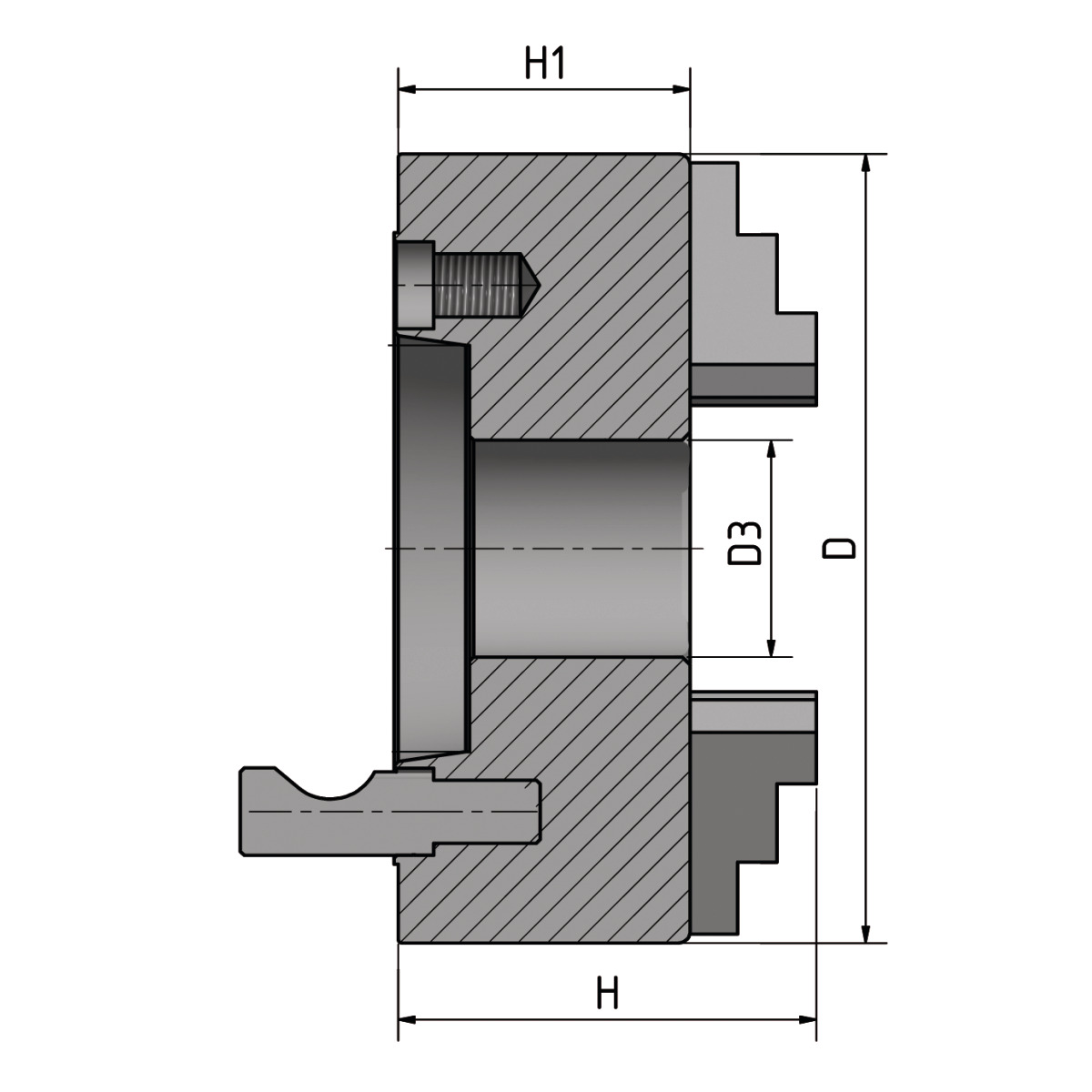 Optimum Vierbacken-Drehfutter Guss Camlock Ø315mm DIN ISO 702-2 Nr.8 einzelspannend Produktbild img2 L