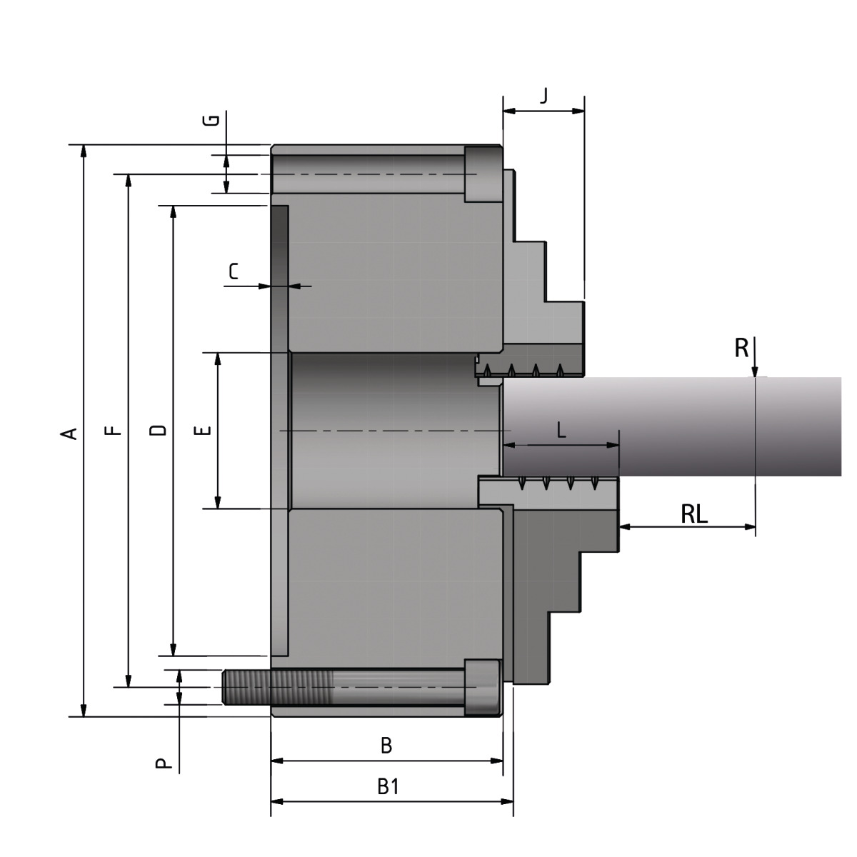 Optimum Dreibacken-Drehfutter Guss BISON Ø 200 mm DIN 6350 A2-5 Produktbild img2 L