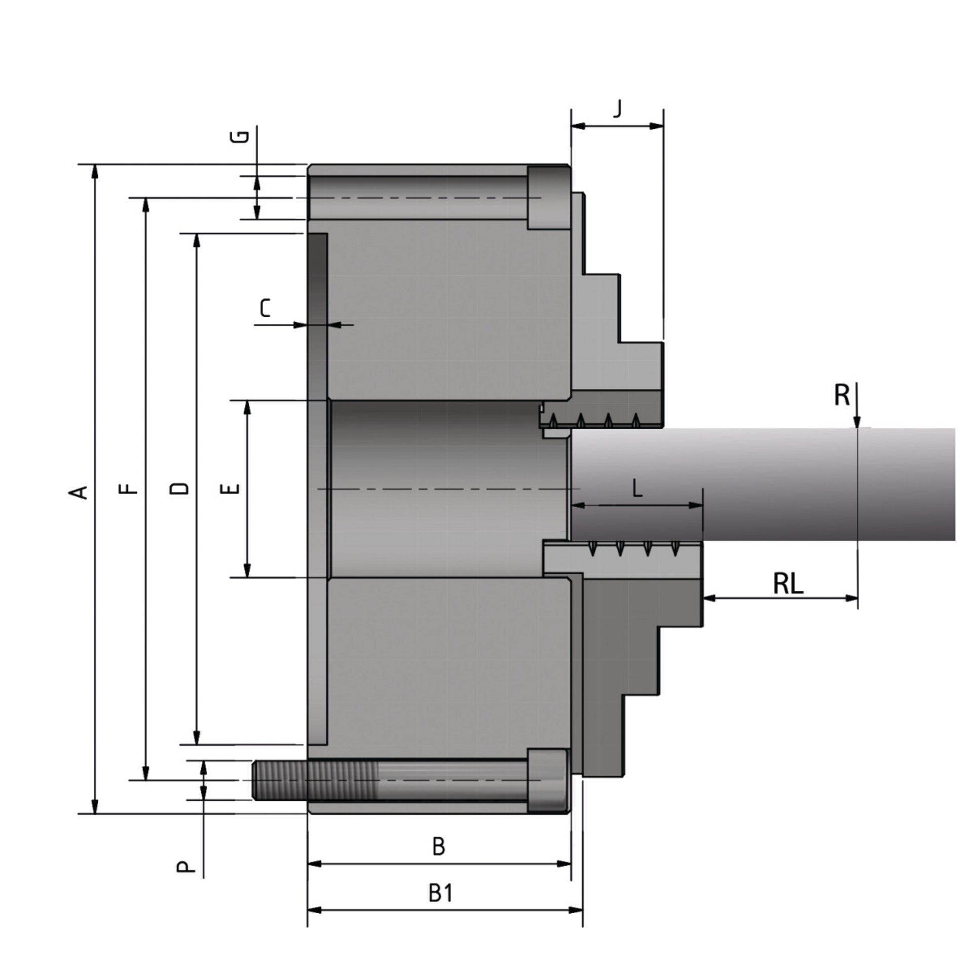 Dreibacken-Drehfutter Guss Optimum BISON Ø 200 mm DIN 6350 A2-5 Produktbild img2 L