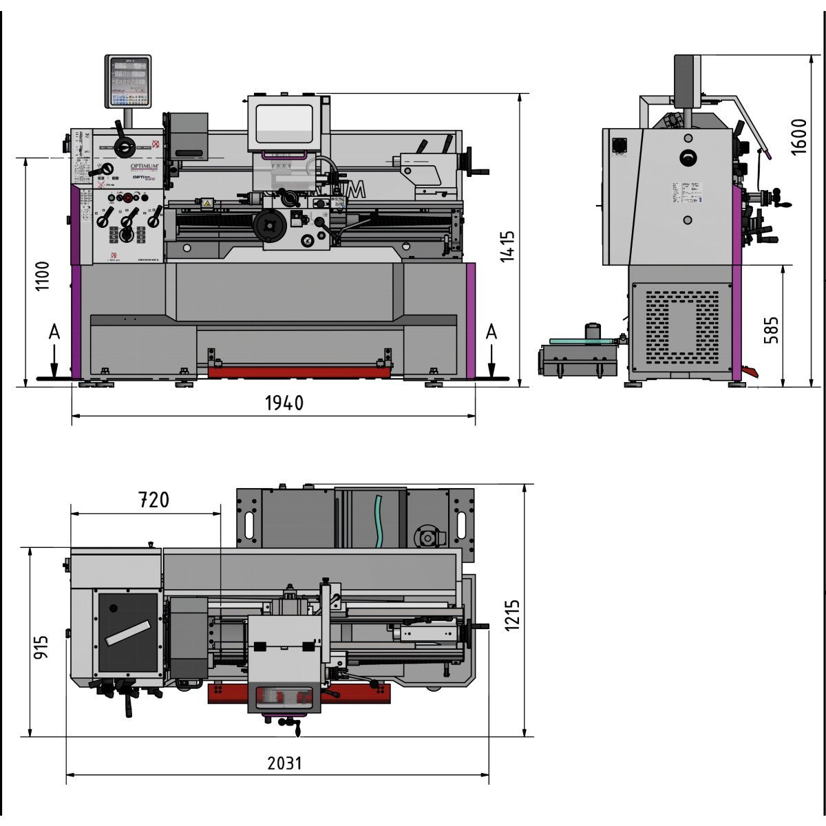 Leit- und Zugspindeldrehmaschine Optimum OPTIturn TH 4210V Produktbild img6 L
