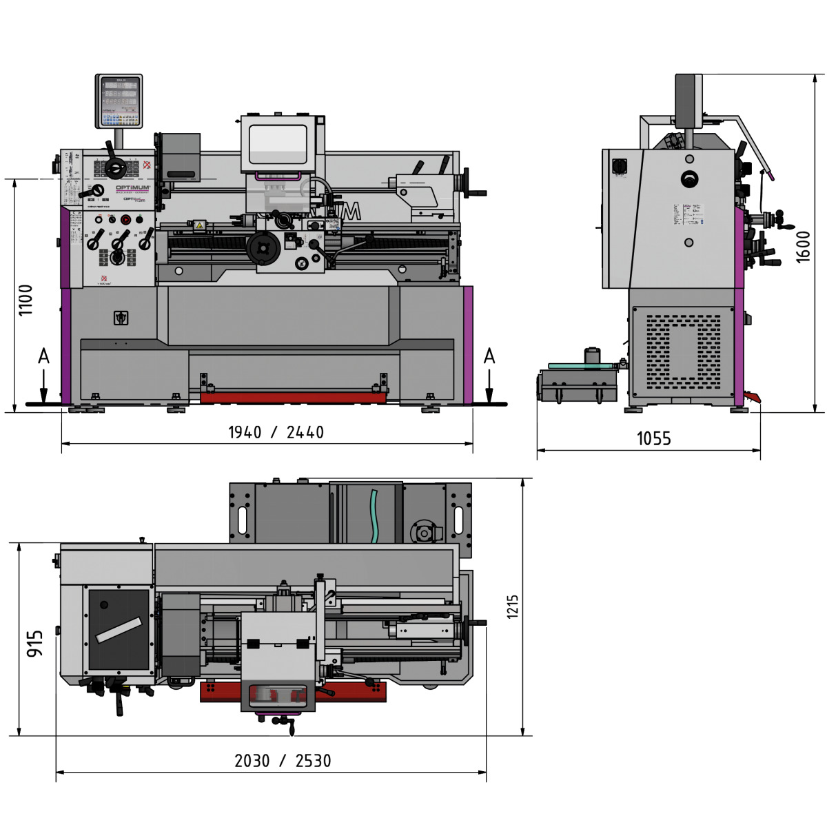 Optimum Leit- und Zugspindeldrehmaschine OPTIturn TH 4215D Produktbild img6 L