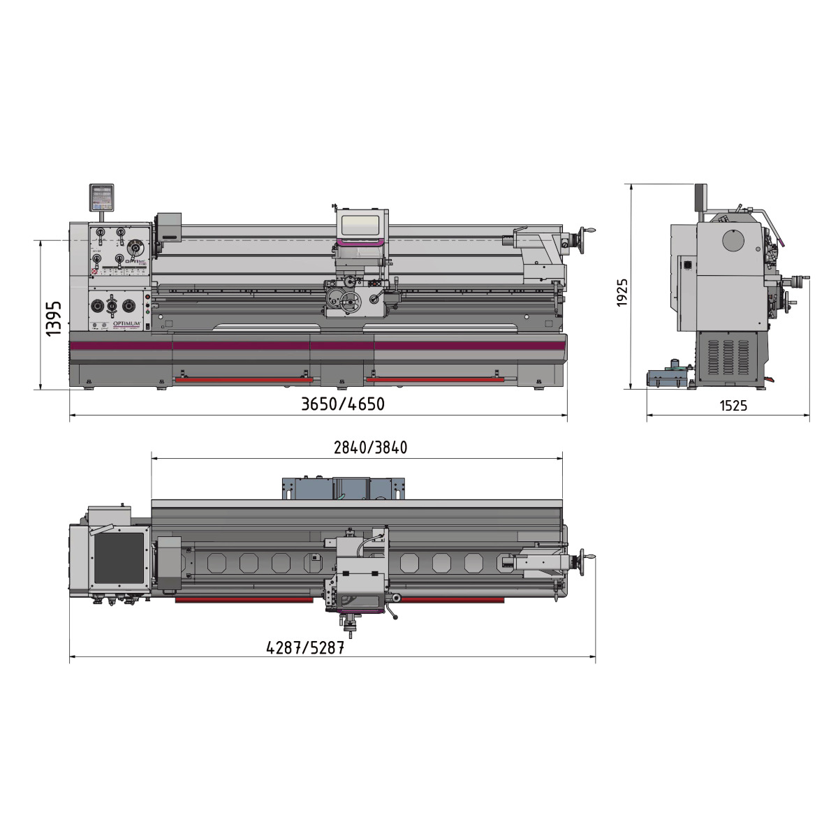 Optimum Leit- und Zugspindeldrehmaschine OPTIturn TH 8020D Produktbild img5 L