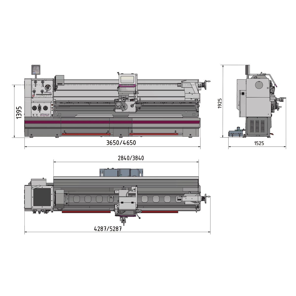 Leit- und Zugspindeldrehmaschine Optimum OPTIturn TH 8020D Produktbild img5 L