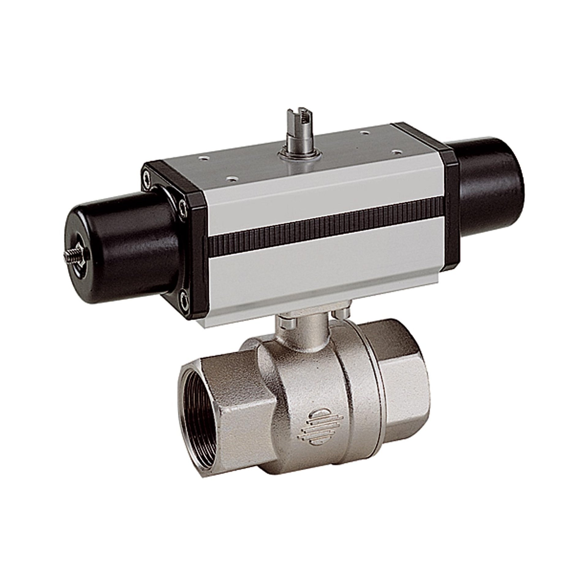 RIEGLER Messingkugelhahn, pneumatisch Stellantrieb, einfachwirkend, Rp 3/4 Produktbild img1 L