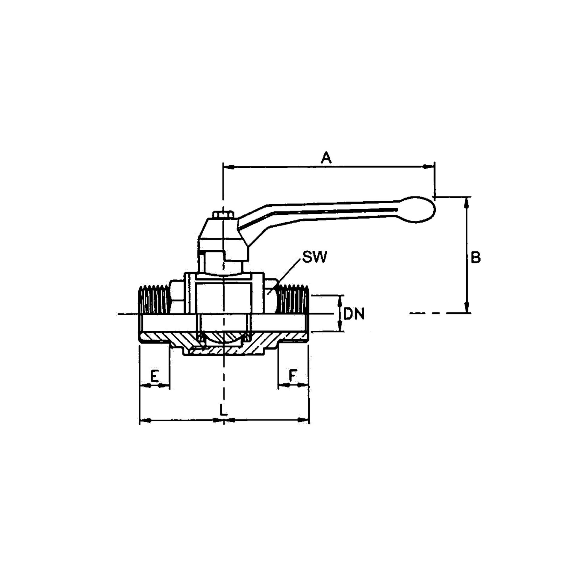 RIEGLER Kugelhahn schwere Ausführung, Handhebel, AG/AG, MS vernickelt , R 1/4 Produktbild img2 L
