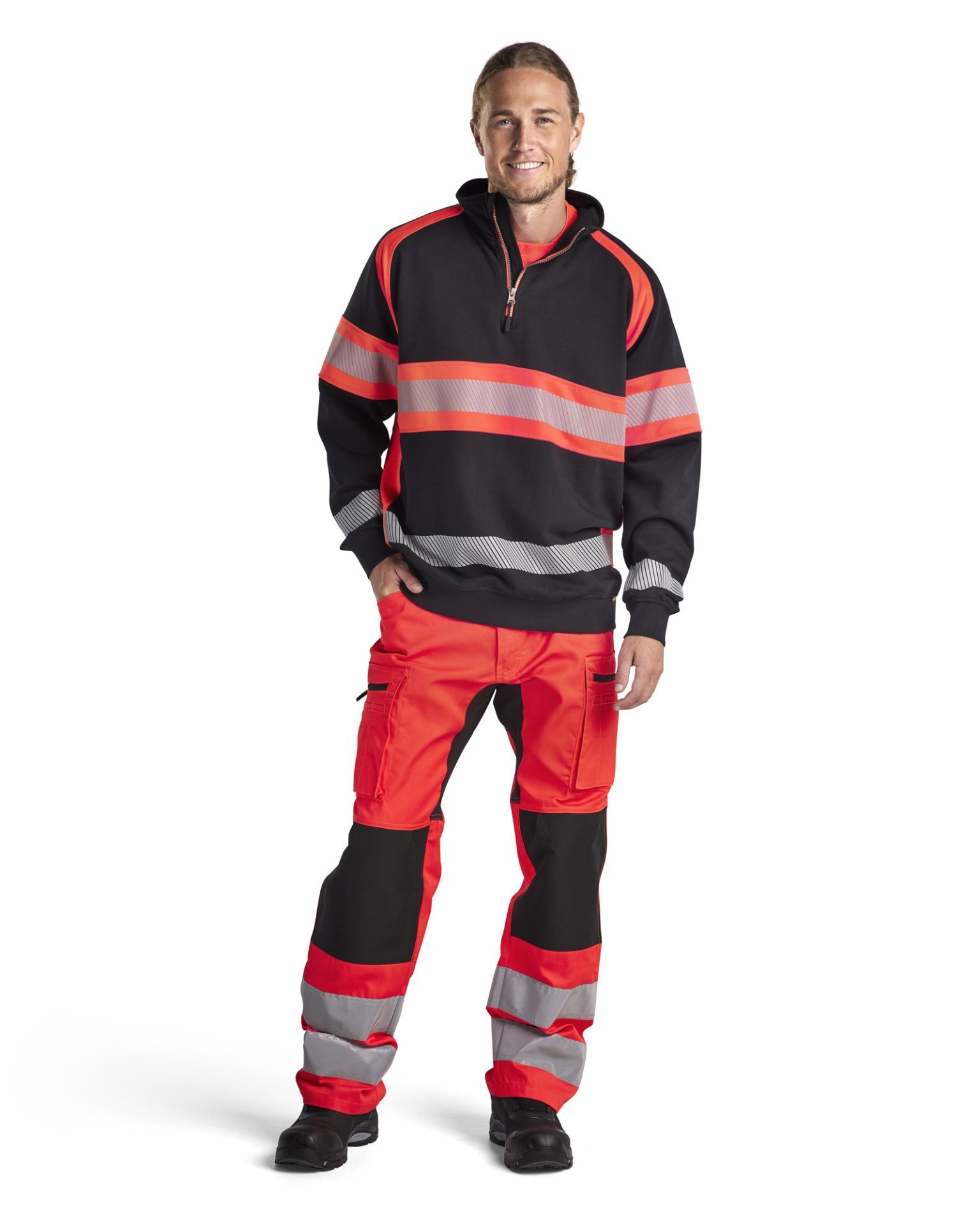 High Vis Sweater Schwarz/High Vis Rot XL Produktbild img3 L