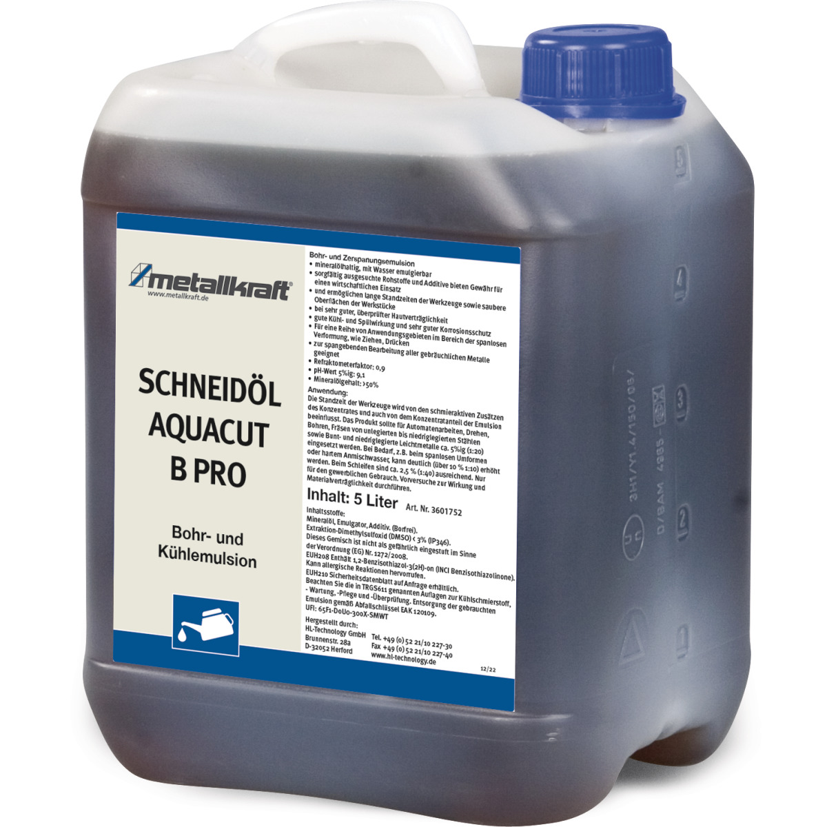 Metallkraft Bohr- und Zerspanungsemulsion AQUACUT B Pro, 5 l Produktbild img1 L