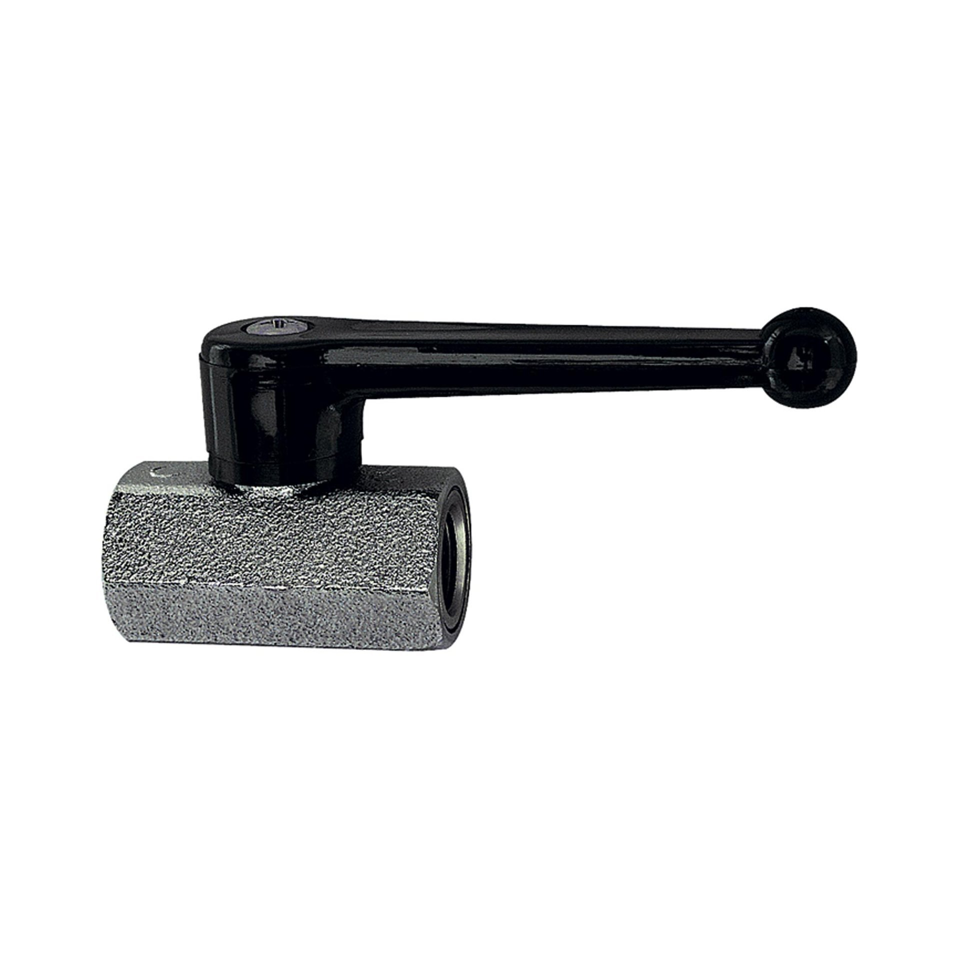 RIEGLER Mini-Kugelhahn, sandgestrahlt, MS vernickelt , Handhebel, G 1/4 IG Produktbild img1 L