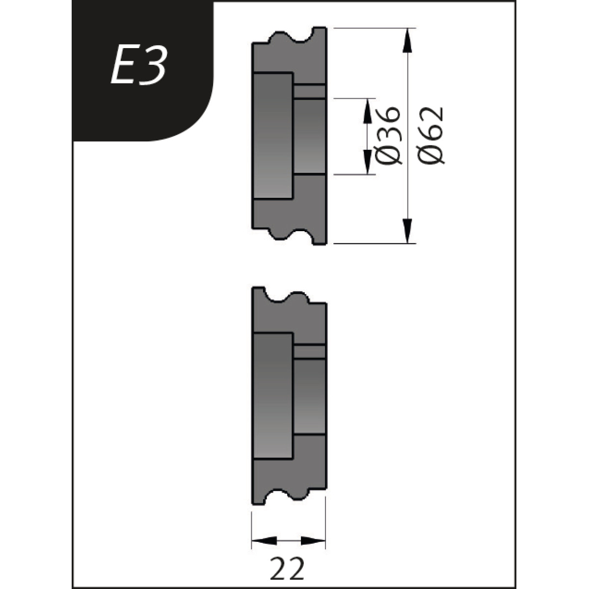 Metallkraft Biegerollensatz Typ E3, Ø 62 x 26 x 22 mm Produktbild img1 L