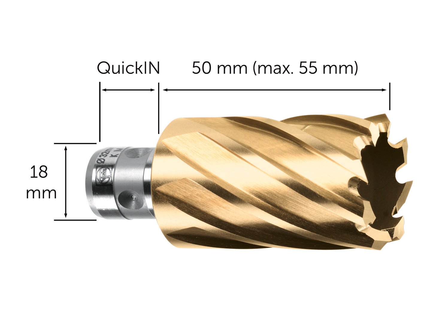 Fein HSS Dura 50 Kernbohrer mit QuickIN-Aufnahme, Bohr-Ø 13 mm, Schnitttiefe 50 mm Produktbild img4 L