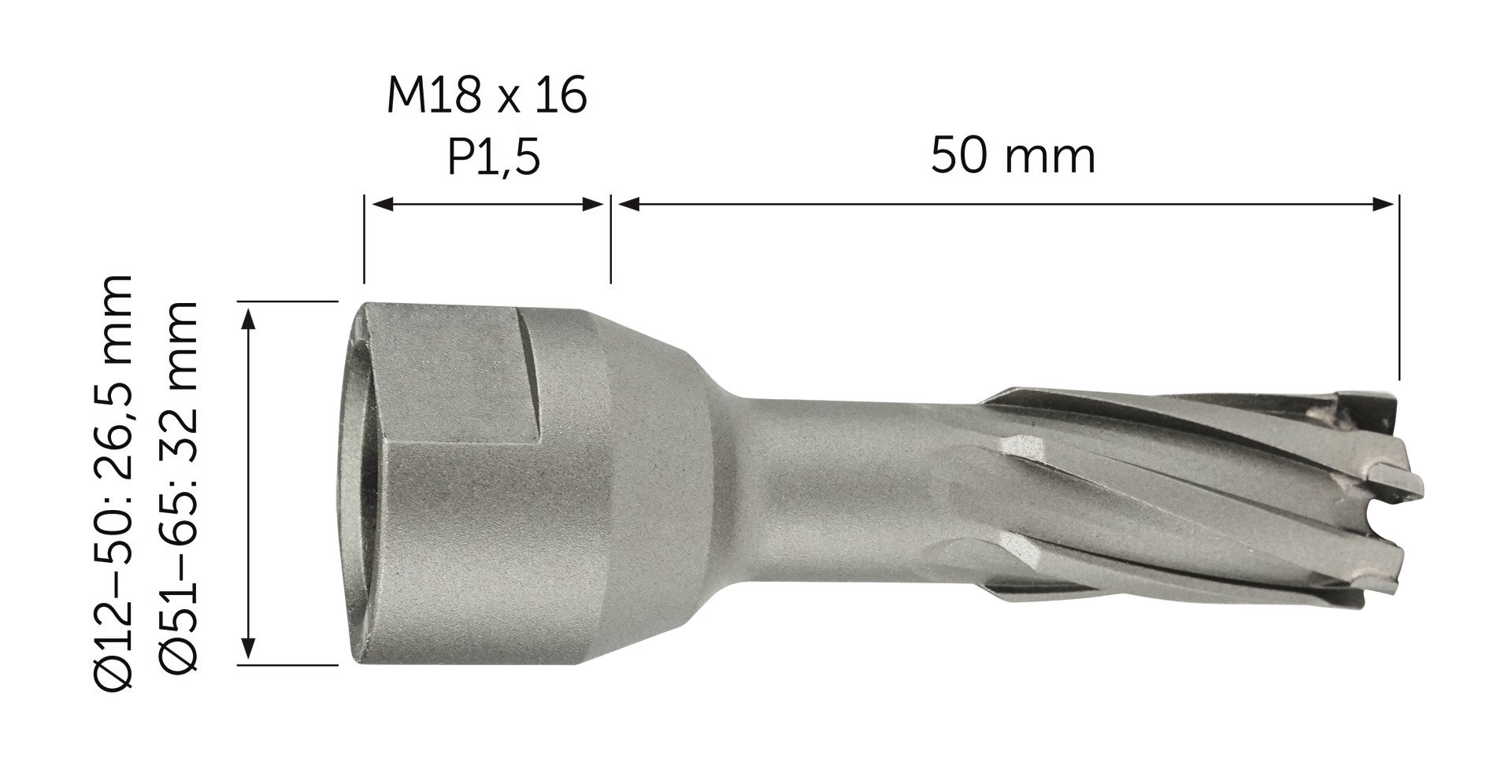 Fein HM Ultra 50 Kernbohrer mit Gewinde M18 x 6 P1,5, Bohr-Ø 18 mm, Schnitttiefe Produktbild img4 L