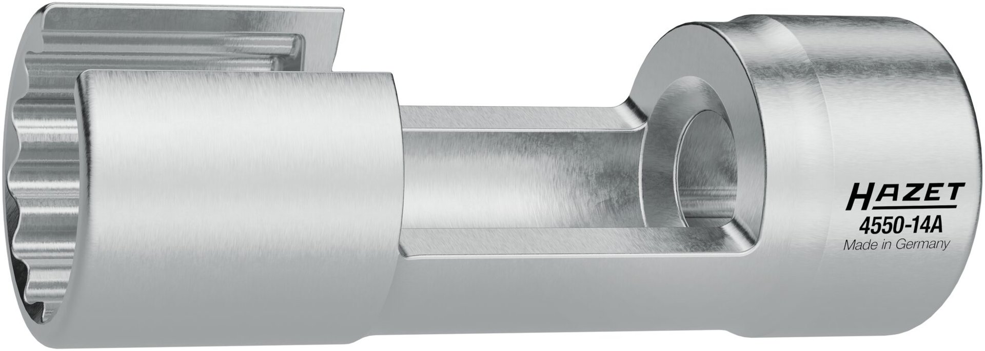 HAZET Einspritzleitungsschlüssel 4550-14A ∙ 3/8 Zoll (10 mm) Vierkant hohl ∙ Außen Doppelsechskant Profil ∙ SW 14 mm Produktbild img3 L