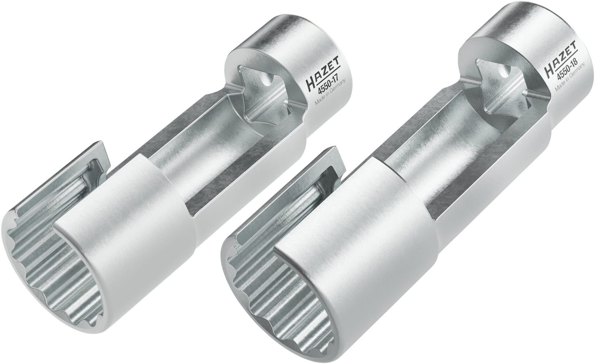HAZET Einspritzleitungsschlüssel Satz 4550-1718/2 ∙ 3/8 Zoll (10 mm) Vierkant hohl ∙ Außen Doppelsechskant-Tractionsprofil ∙ 2-teilig ∙ 17 ∙ 18 Produktbild img1 L