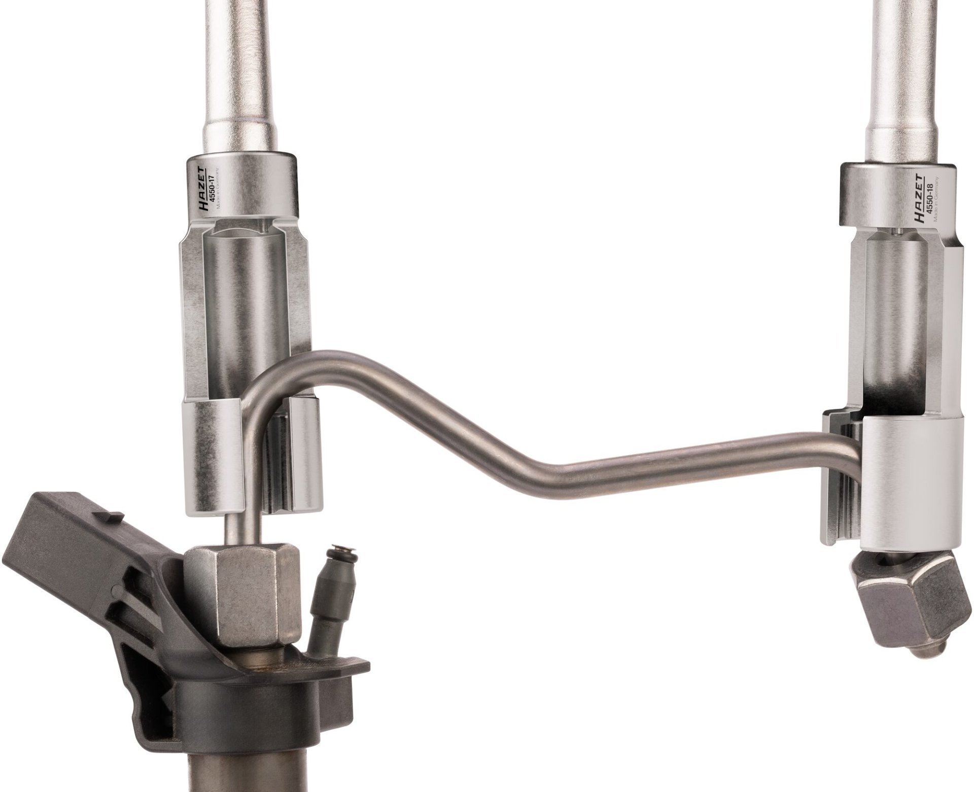 HAZET Einspritzleitungsschlüssel Satz 4550-1718/2 ∙ 3/8 Zoll (10 mm) Vierkant hohl ∙ Außen Doppelsechskant-Tractionsprofil ∙ 2-teilig ∙ 17 ∙ 18 Produktbild img2 L