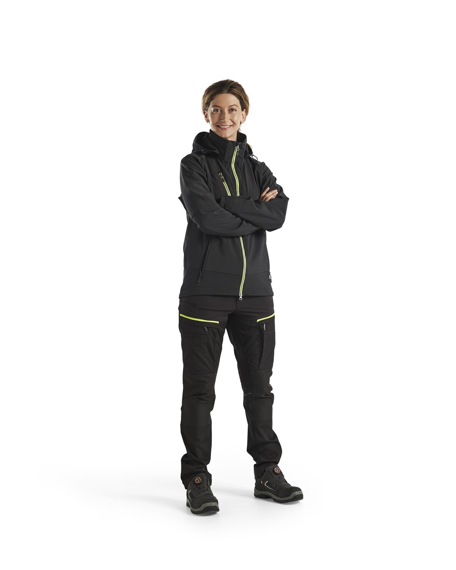Damen Softshell Jacke Schwarz/Gelb XXXL Produktbild img3 L