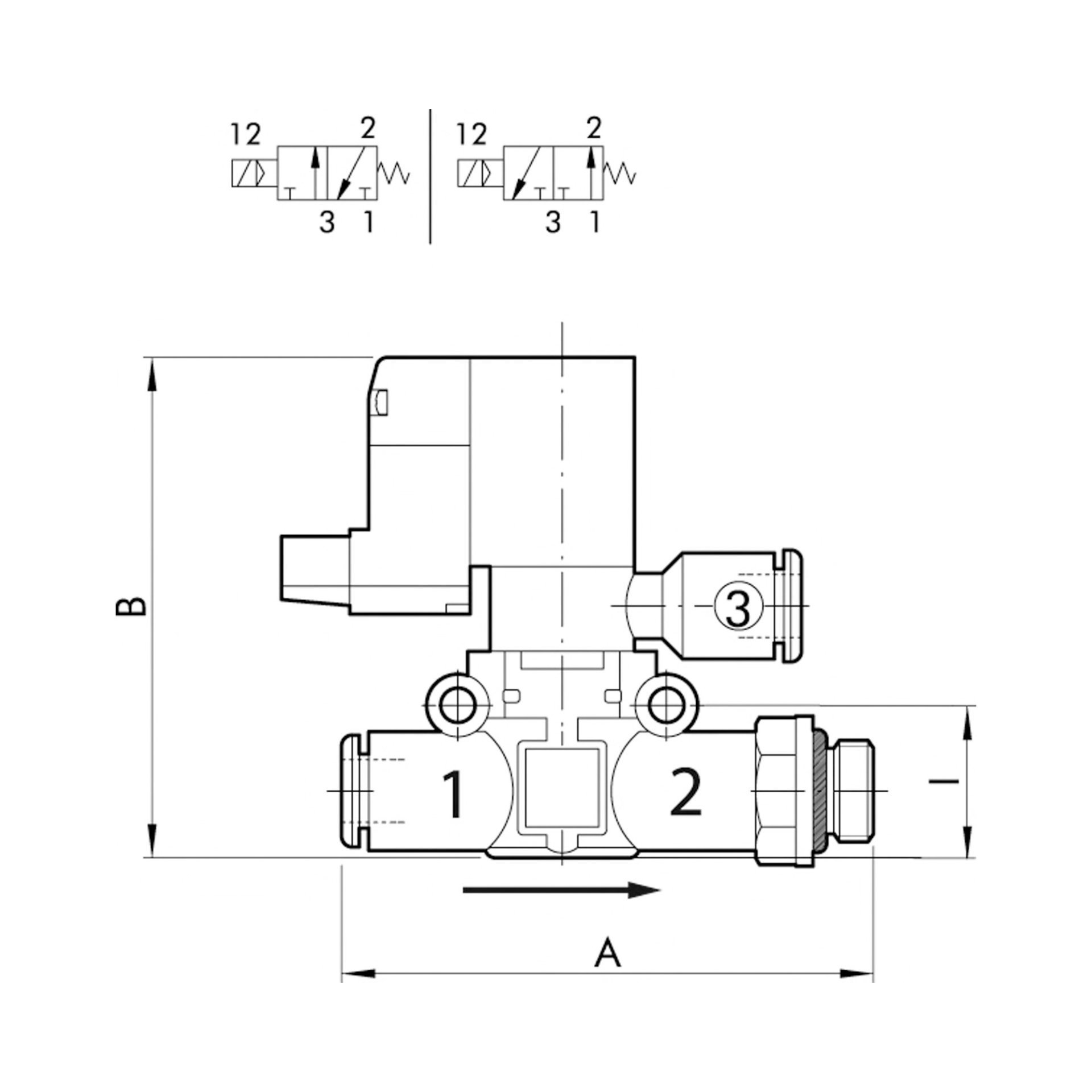3/2-Wege-Magnetventil, geführte Entl. Schl.-Gew. G1/8 Schl.8 NC Produktbild img2 L
