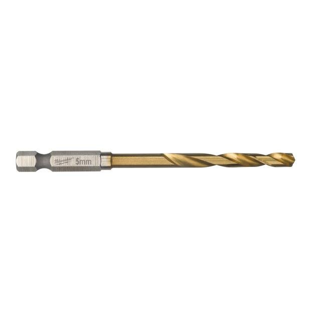 Milwaukee 5,0 x 93 mm SHOCKWAVE Metallbohrer HSS-G RED HEX Titan 1/4" Produktbild img1 L