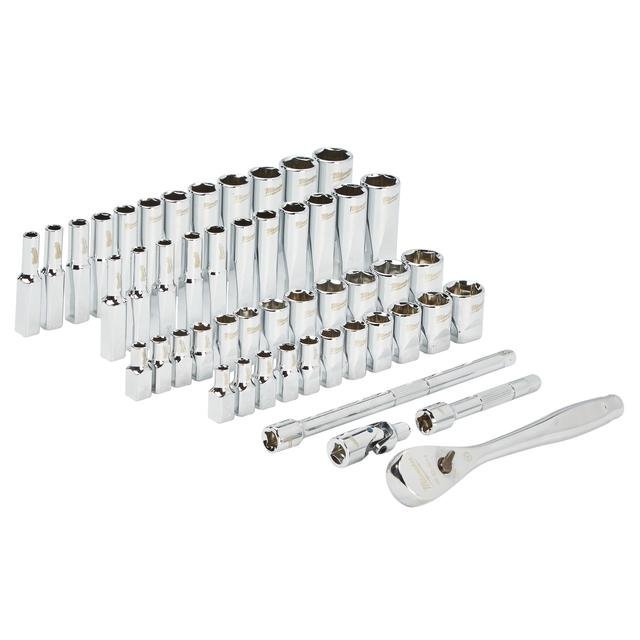 Milwaukee 50-teilig Ratschen- und Steckschlüsseleinsatz Set 1/4" imperial & metrisch Produktbild img1 L